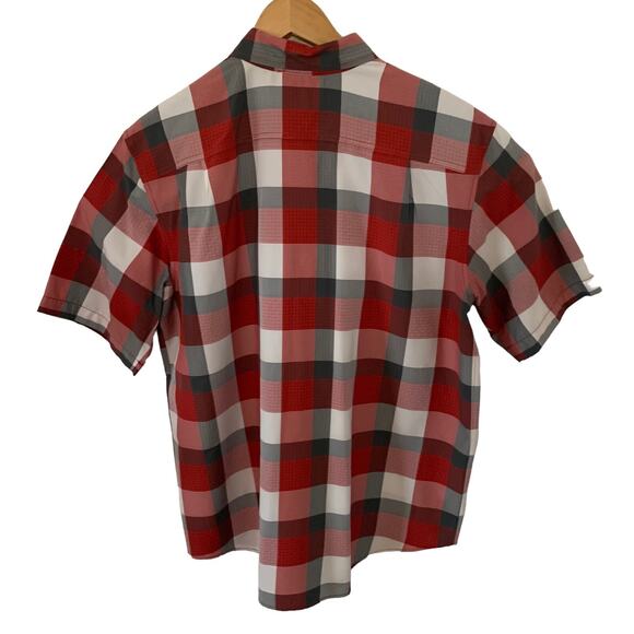 Orvis Shirt Mens Large Button Up Fishing Red Buffalo Plaid Short Sleeve Pockets - Picture 4 of 4